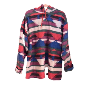 Vintage Center Aisle Aztec Pattern Hoodie One Size
